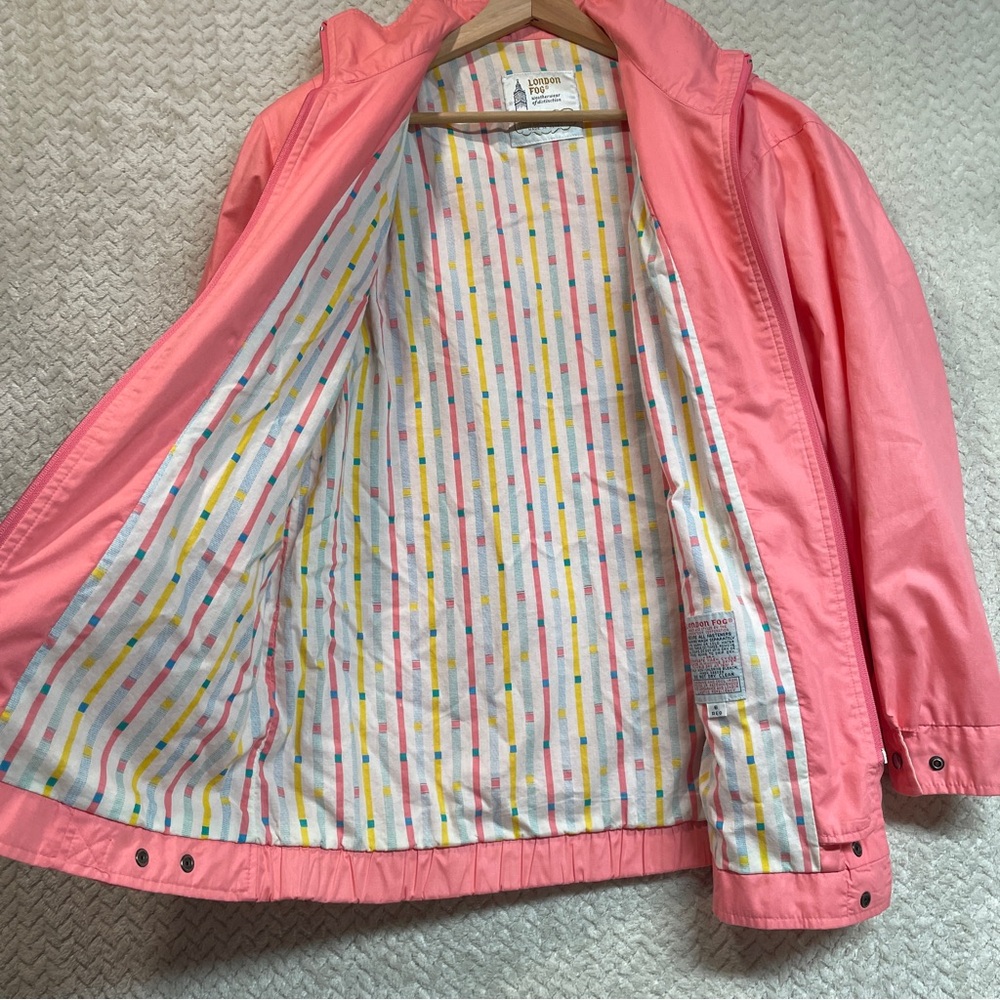 Vintage London Fog Pink All Weather 80s Zip-up Jacket Barbiecore Glam - Picture 3 of 6